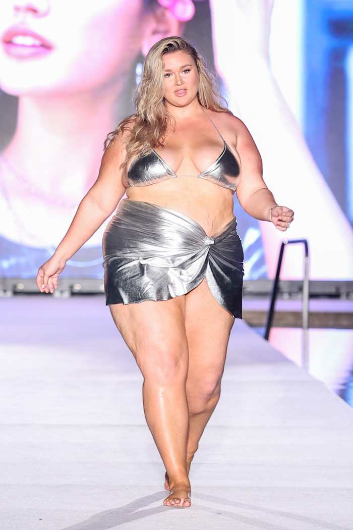 Hunter McGrady walks the runway for Sports Illustrated Swimsuit Runway Show During Paraiso Miami Beach on July 16, 2022 in Miami Beach, Florida.